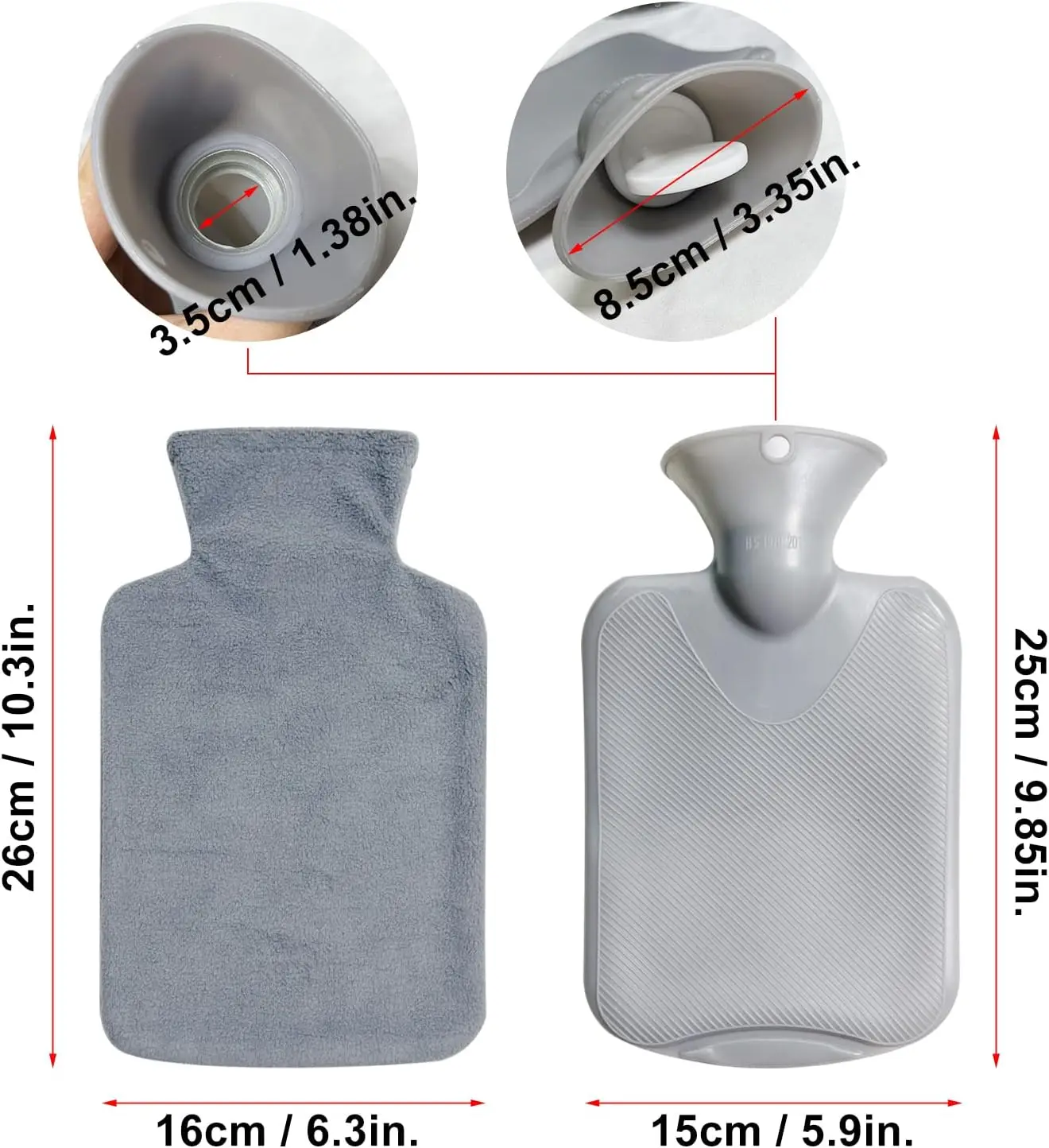 Wholesale Rubber Warm Water-filling Hot Water Bottle 1000ml Hot-Water Bag with Soft Waist Cover