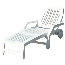 Outdoor White Plastic Deck Chair high quality outdoor waterproof plastic rattan used hotel pool furniture