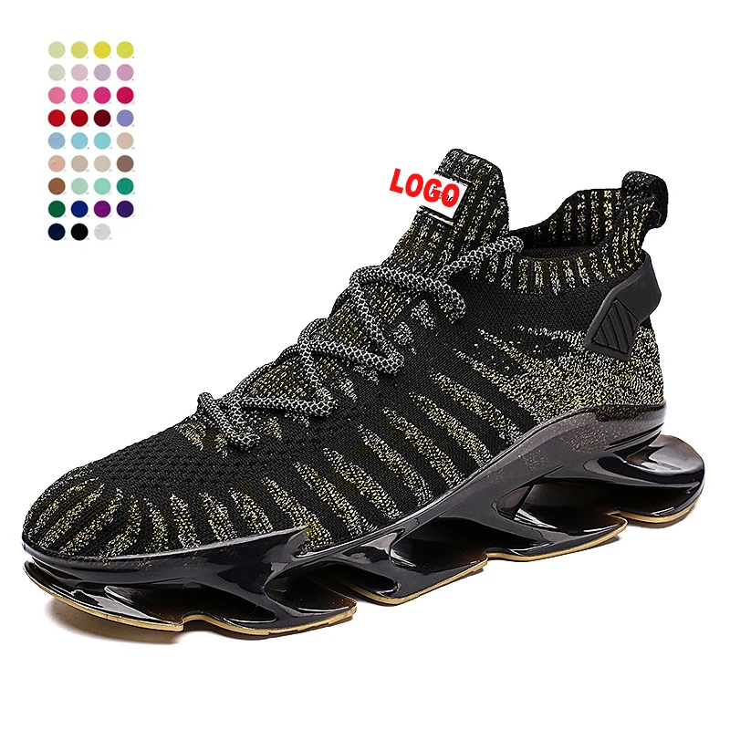 World-win Blade EDGE luminous large size fly-knitted shoes men fashion running sneaker zapatilla de deporte de los hombres