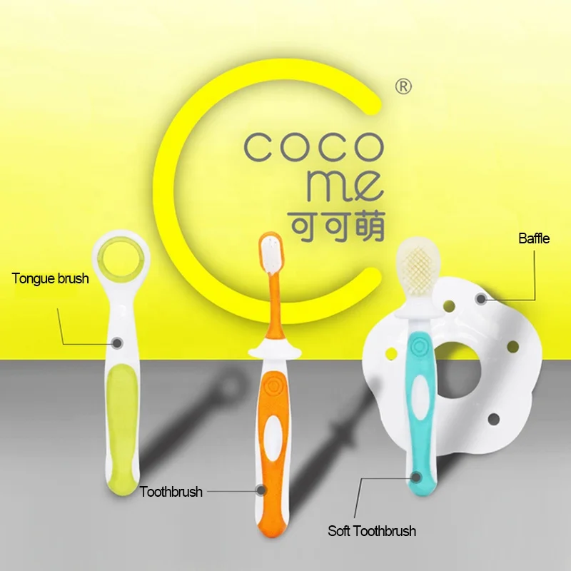 
COCOME 4 Pcs Toothbrushes Soft Brush 3 Stage Teeth Cleaning BPA Free PP TPE Eco Friendly Oral Care Plastic Training Toothbrush 