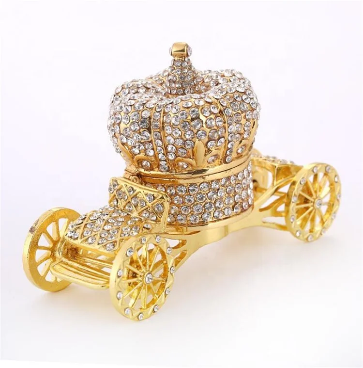 Crystal Rhinestone Gold Crown Car Shaped Fashion Metal Crown carriage Jewelry
