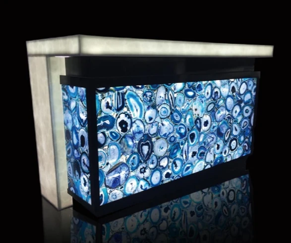 Luxury  Multicolor Semi Precious Stone Agate Composite Semi Stone Used Table Top Island top Precious Onyx Agate Stone