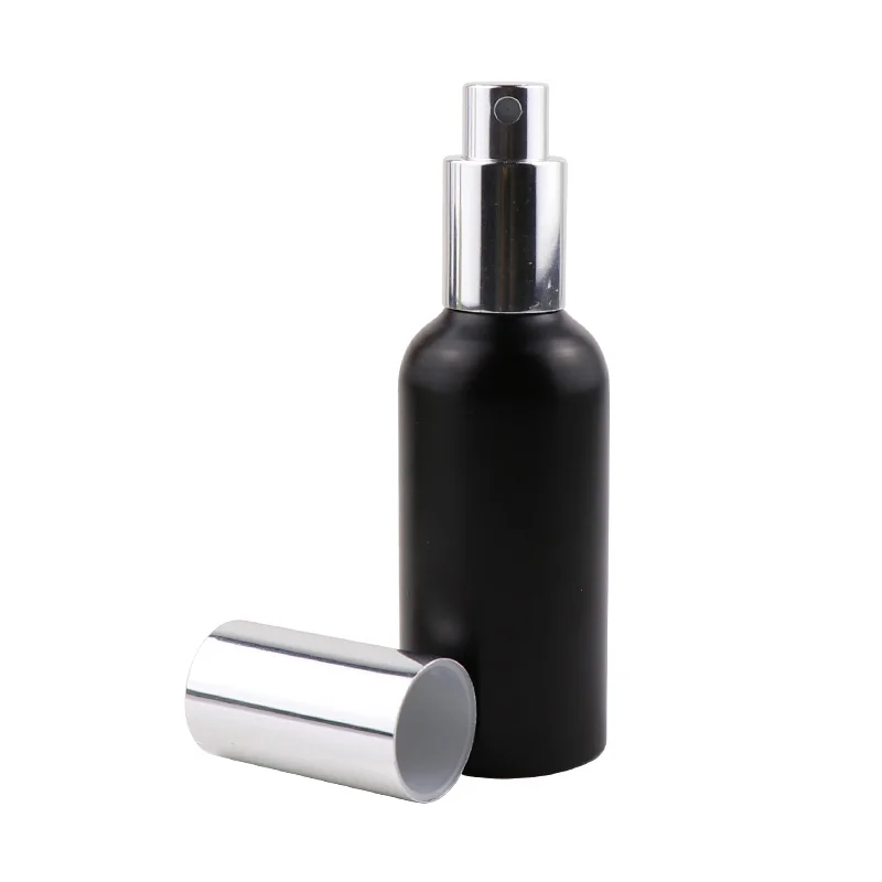 2019 Hot selling 10ml 15ml 30ml round matte black and golden cosmetic black metal bottle