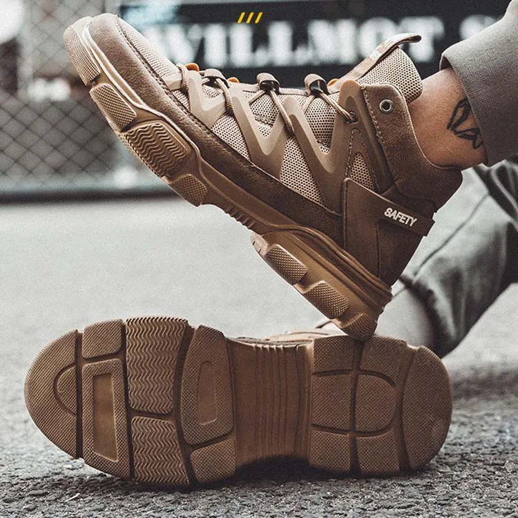 Alibaba Real Factory Custom Rebel Safety Shoes Hiking Crazy Horse Leather Safety Boots Working Boots Rubber Safety Shoes