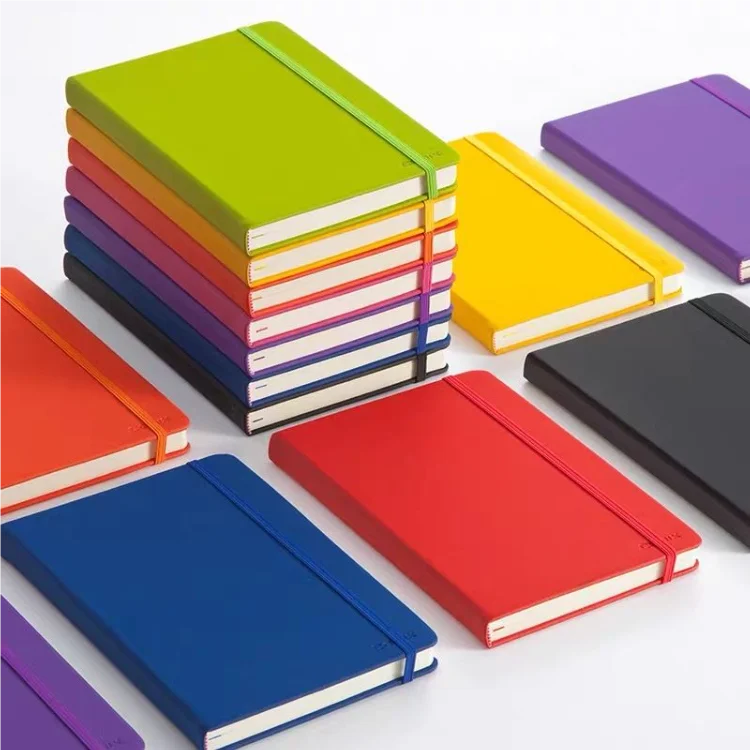 Portable mini A5 notebook with no magnetic snap, 180-degree foldable, printed design, game office gift, durable leather