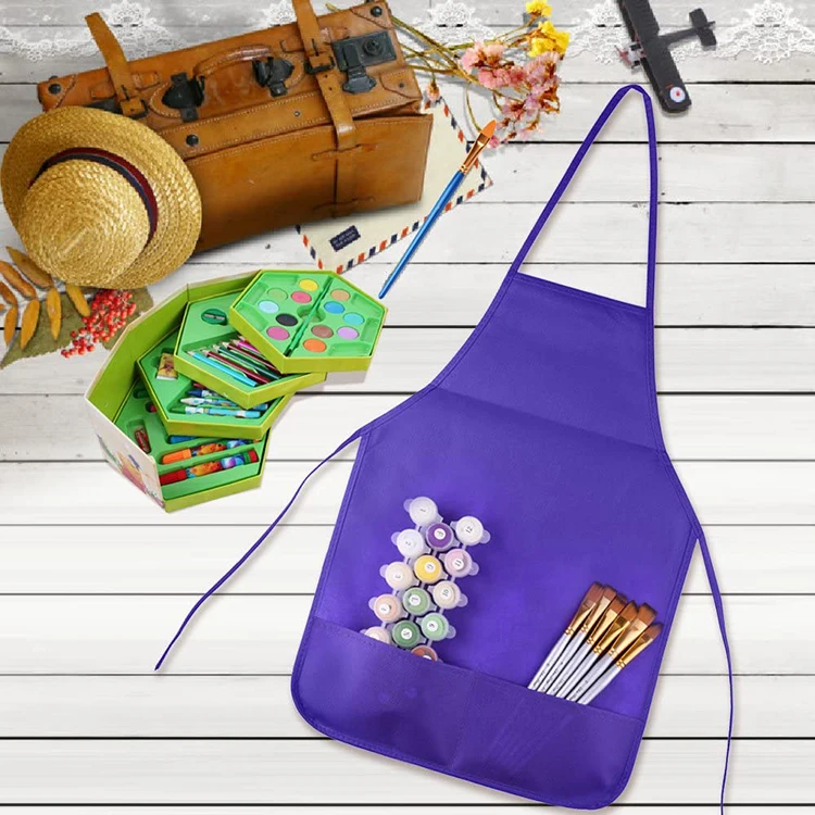 custom waterproof disposable colorful kids painting non woven fabric apron non-woven apron nonwoven apron