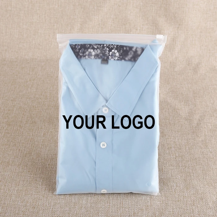Wholesale EVA CPE Ziplock Poly Bags 35 45cm Zip Lock Frosted Plastic Zipper Garment Clothes Hoodies Packaging Bag with Gold Logo
