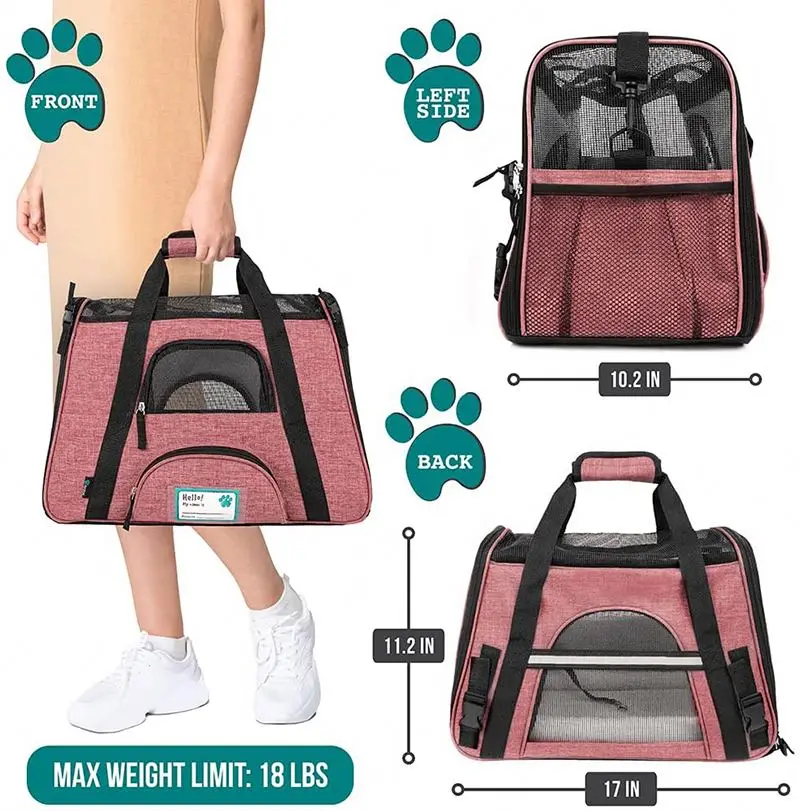 Premium Airline Approved Soft-Sided Pet Travel Carrier | Ventilated, Comfortable Design with Safety Features | Ideal for Small