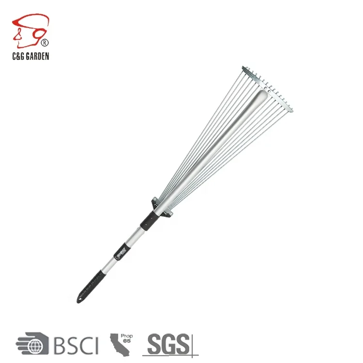 RK15-203 15Tines Garden leaf rake with Aluminium tube steel rake garden adjustable kid rakes