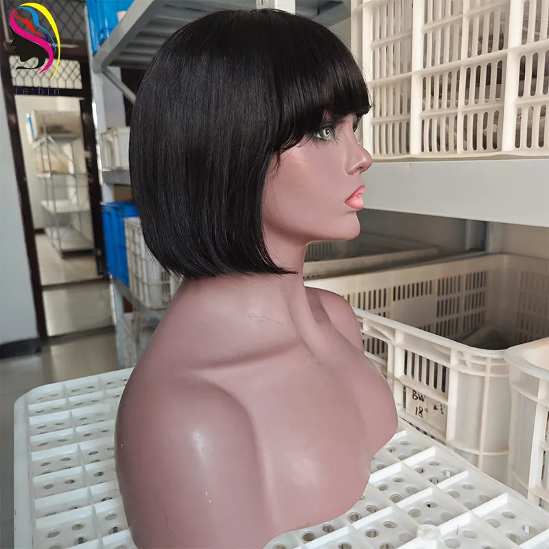 Short bob Machine Made Natural cheap cuticle aligned remy 100% human hair none lace bob wig