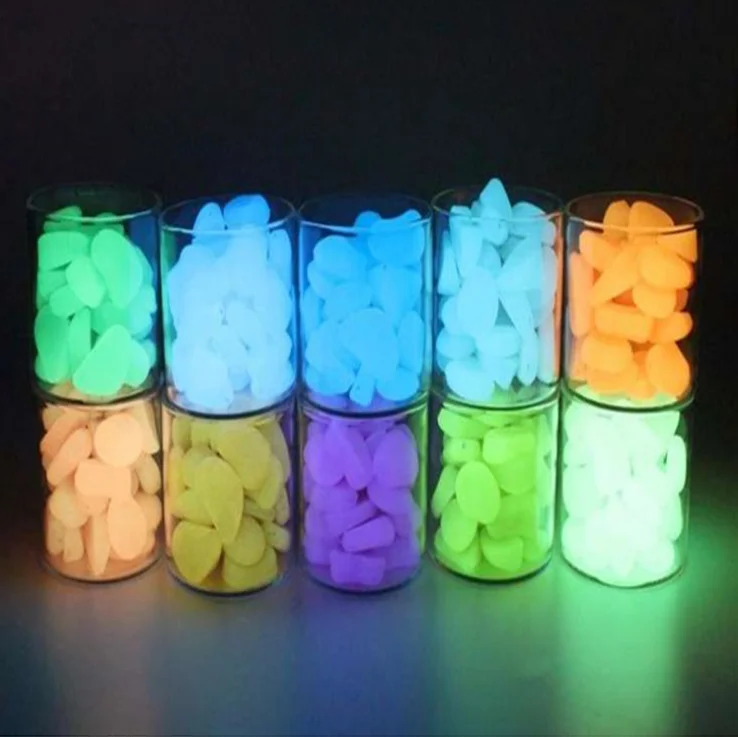 cheap multi color glow in the dark pebbles super lighting yard landscape bike way path aquarium decor fluorescent stones cobbles