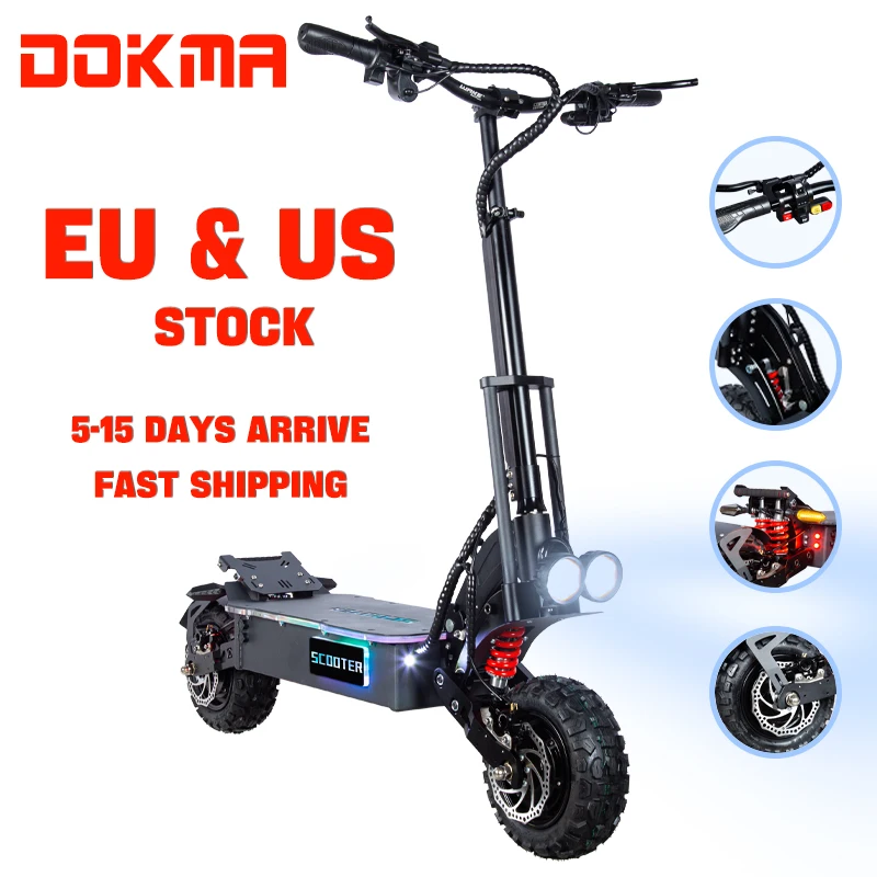 Dokma Dx 60V 6000W 25ah Powerful 11 inch Fat Tire Long Range off Road Tire Scooter for Adult 72V Electric Scooter