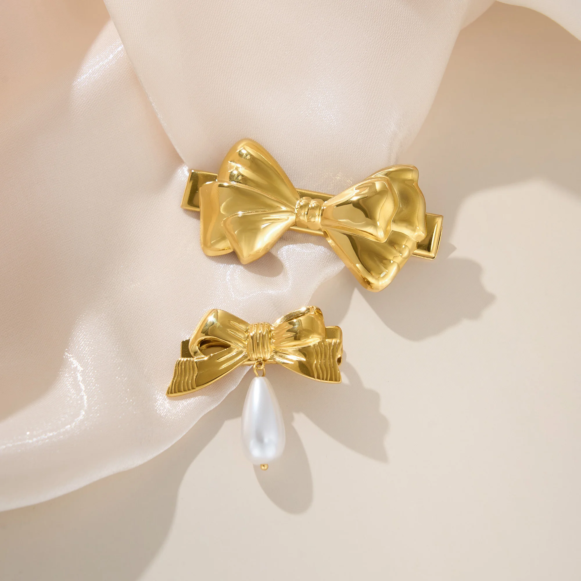 2025 Dazan New HOT Sale INS 18k Gold Plated Stainless Steel Korean Japan Cute Idol Bow Tie Hair Accessories Girl Gift Jewelry