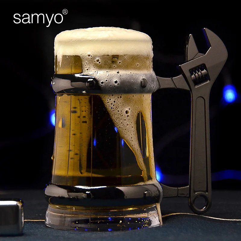 15 унций креативный уникальный гаечный ключ Крафтовая стеклянная чашка для пива сублимационная пивная кружка с подарочной коробкой