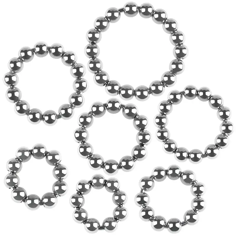 MOGlovers Metal Penis Ring Toys for Men Male Delay Ejaculation Stainless Steel Cock With Beads Glans Stimulator