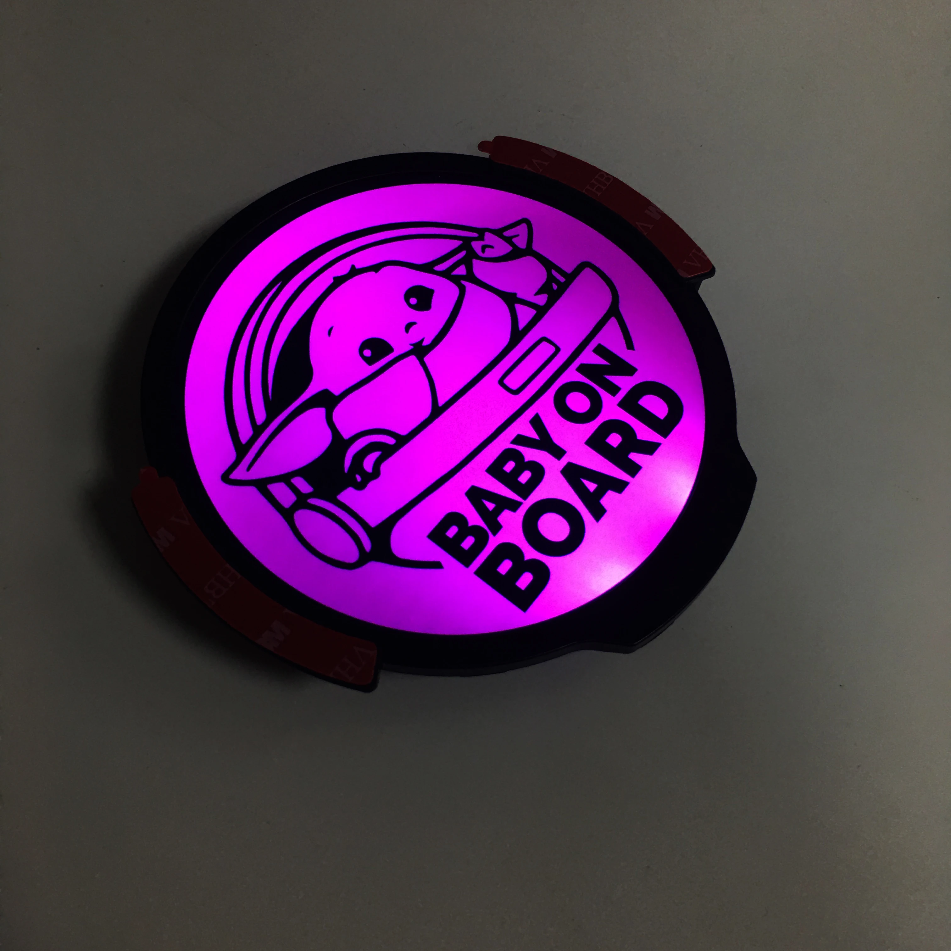 Popular motion sensor car sticker for baby on board LED lighting battery powered car badge