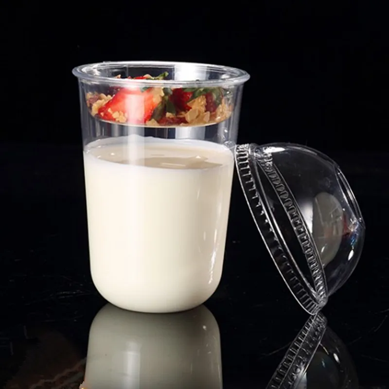 Custom Printing Logo Cup Juice Clear Pet Cold Drink 32oz Disposable Plastic Cups With Lid