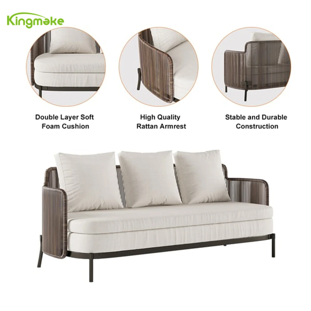 Outdoor aluminum sofa set 4 pieces garden sofa set furniture rope home and wicker garden furniture rattan sofa set