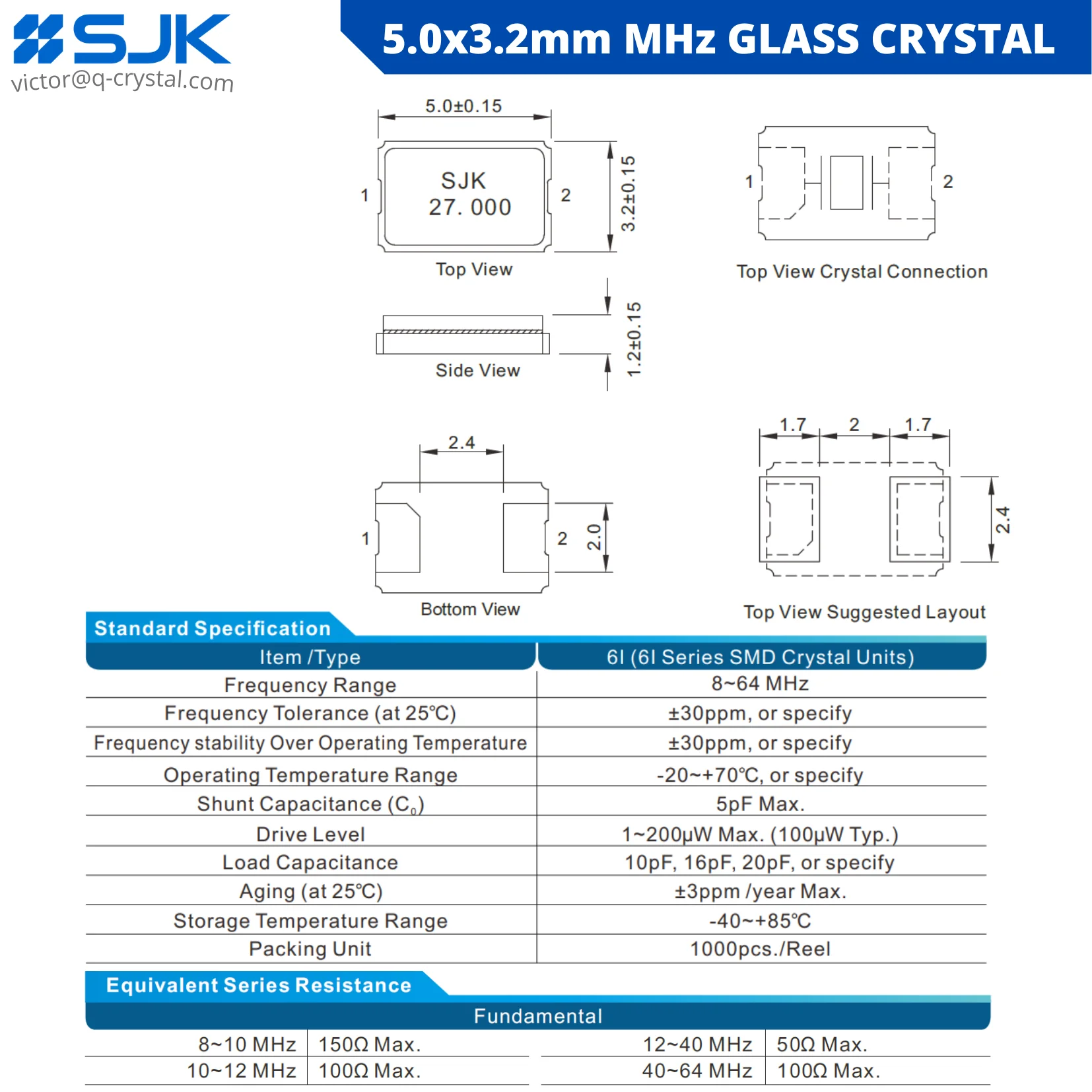  Кристальный резонатор 8 МГц 5 0x3 2 мм SMD 5032 2pin 18pF 20ppm