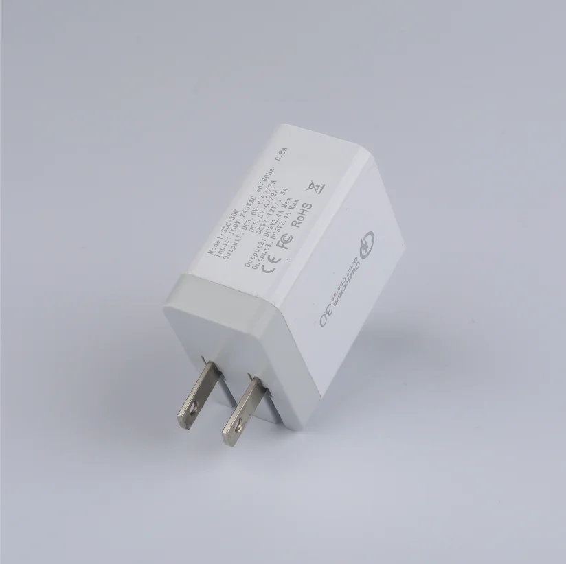 US Fast Charge Foldable 30W Three Port QC 3.0 USB Travel Wall Charger Adaptor