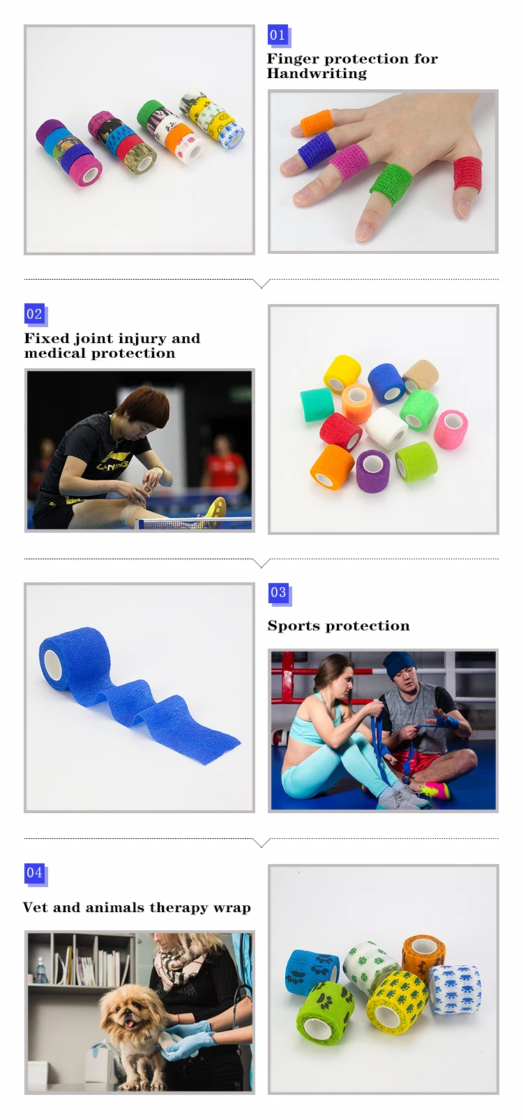 Customized first aid bandage non-woven elastic bandages cohesive bandag easy tear first aid bandage