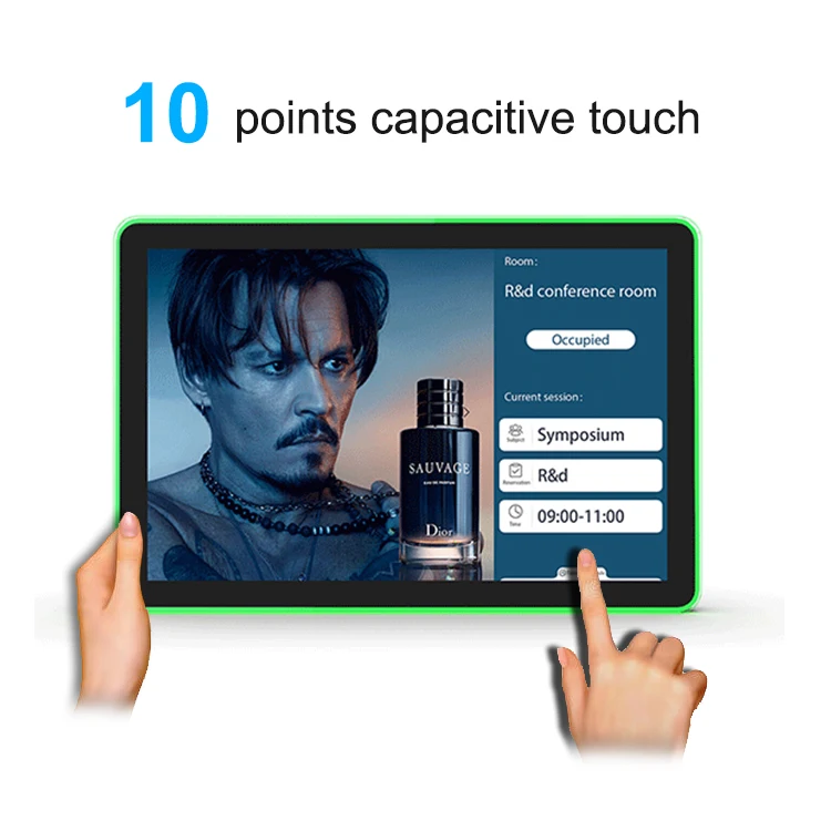 15.6 Inch Wall Mount Touch Screen Display POE Power LED Light Bar Android Tablet PC Booking System Indoor Meeting Airports OEM