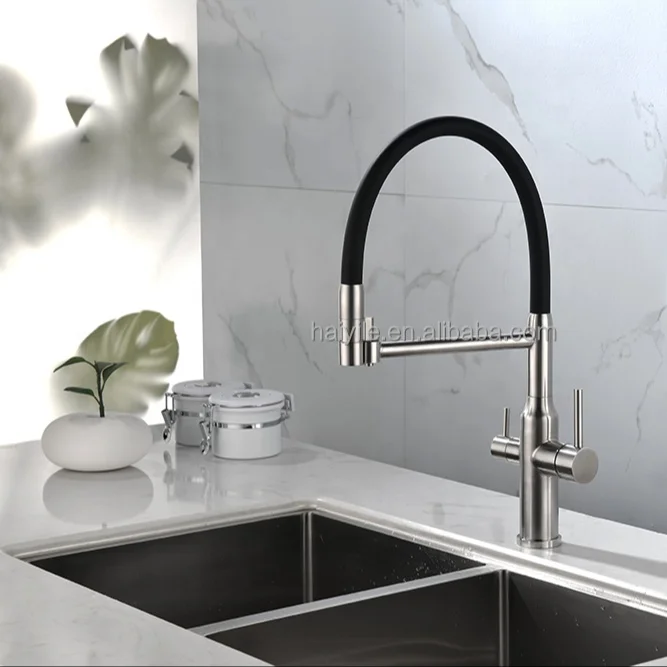 Custom Black plus silver chrome  kitchen faucet Round single Handle Water Purifier Tap Faucet for Home Tap Mixer