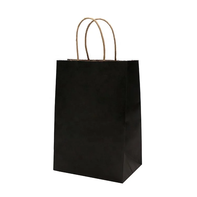 luxury boutique retail shopping gift packaging custom printed black small paperbag with your own logo