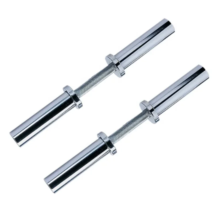 Loadable  Chrome Dumbbell Rod Adjustable Handle Fit 2-Inch or 50mm Weight Plates with Max Capacity 300lbs with Spring Collar