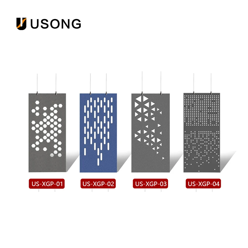USONG Acoustic Custom Processing Office Noise Reduction Sound Absorbing Hollow Acoustic Panel Partition Hanging Screen