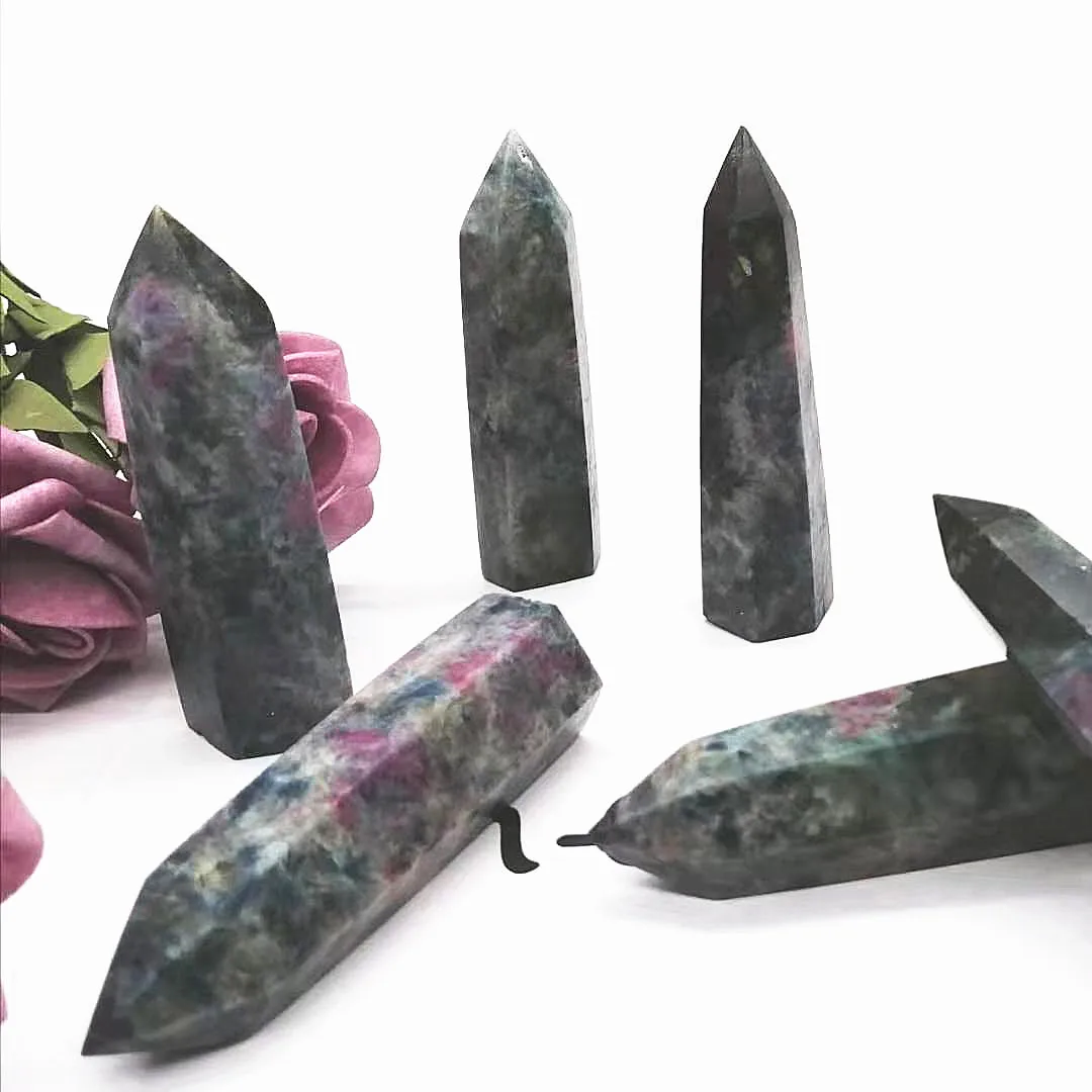 New product natural healing crystal wand tower ruby in kyanite quartz point for wedding souvenirs