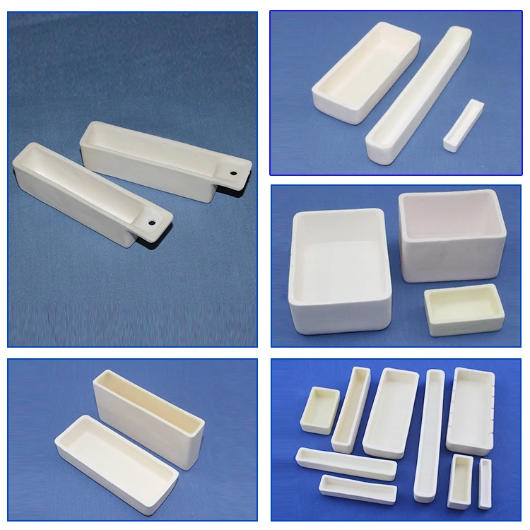 High temperature aluminum  crucible 99.6% alumina boat crucible