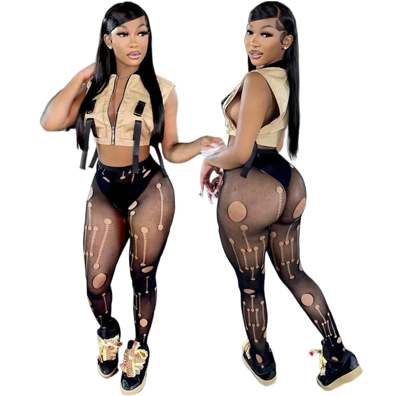 Cheap Price Wholesale Top Selling Women Leggings Free Size High Waist Holes Hollow Pantyhose Sexy Stretch Tights