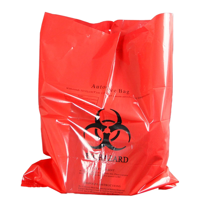 Disposable plastic biohazard waste bags yellow red gravure logo printing sharps container biohazard bag