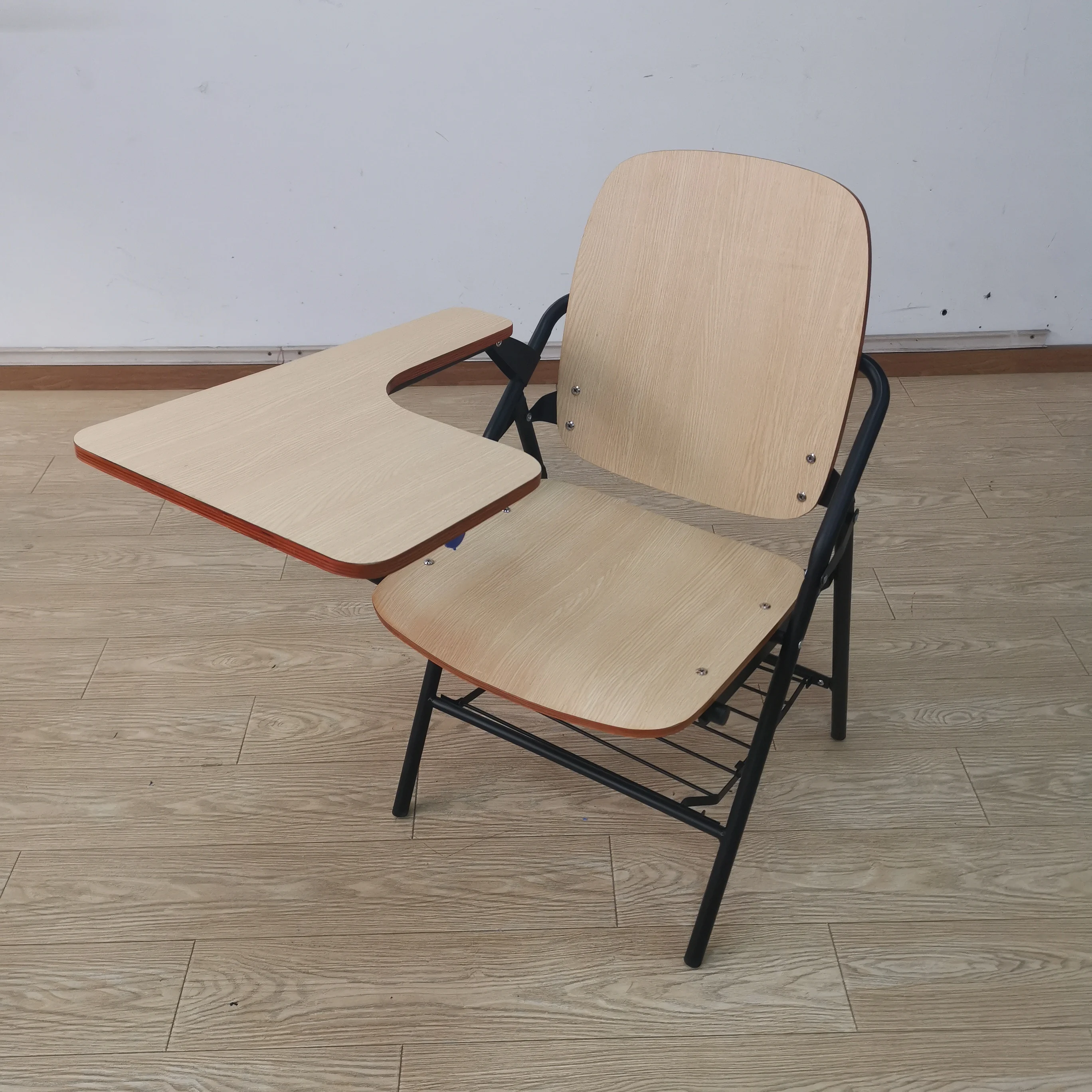 wood laminate School Study Training Meeting Conference Chair with Writing Pad Tablet