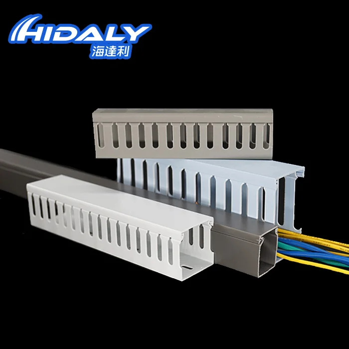 CE Fireproof Electrical Wire Casing White Gray Blue colored PVC Wiring Duct for Wire Installation