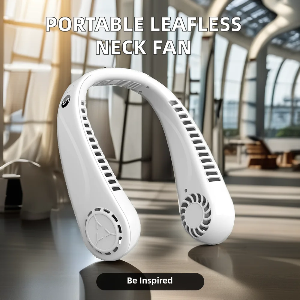 Hot Sale Portable Rechargeable Hanging Neck Fan Silent Leafless Design for Outdoor Sports for Car RV Electric & Battery Operated
