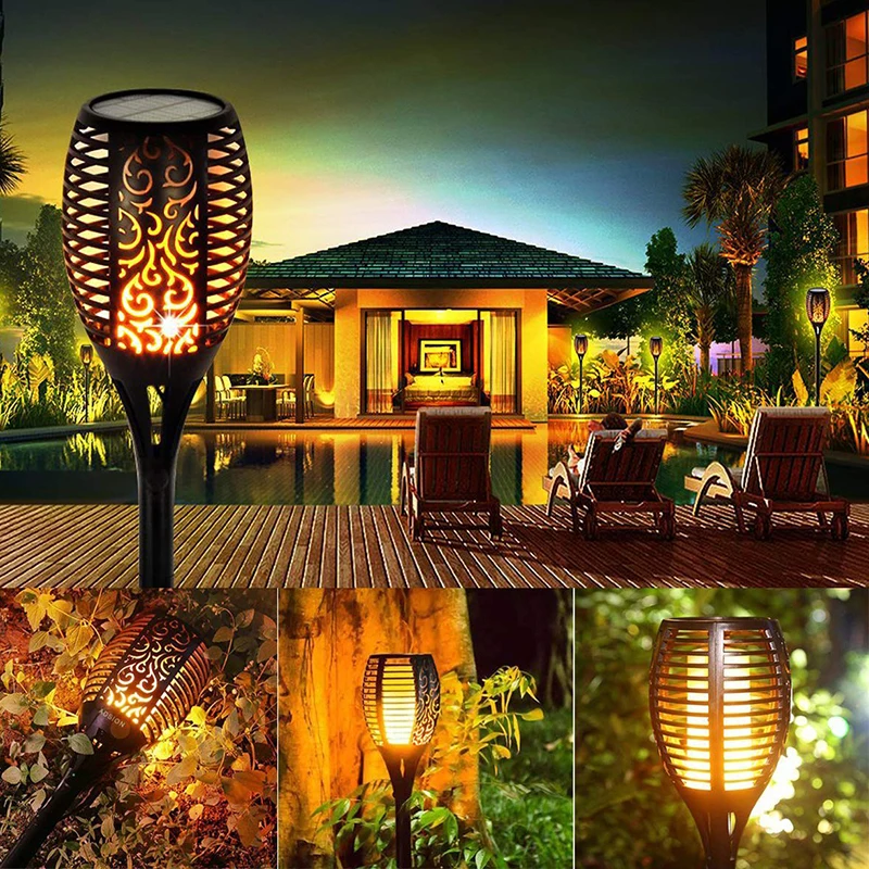 Solar Torch Lights Waterproof Flickering Flame Solar Torches Dancing Flame 96 LED Landscape Decoration Lighting