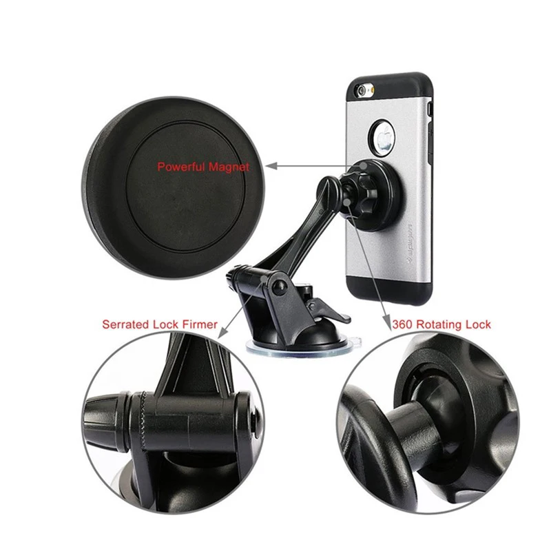 Car windshield sucker cup stand mount 360 rotating phone cradle car magnetic holder
