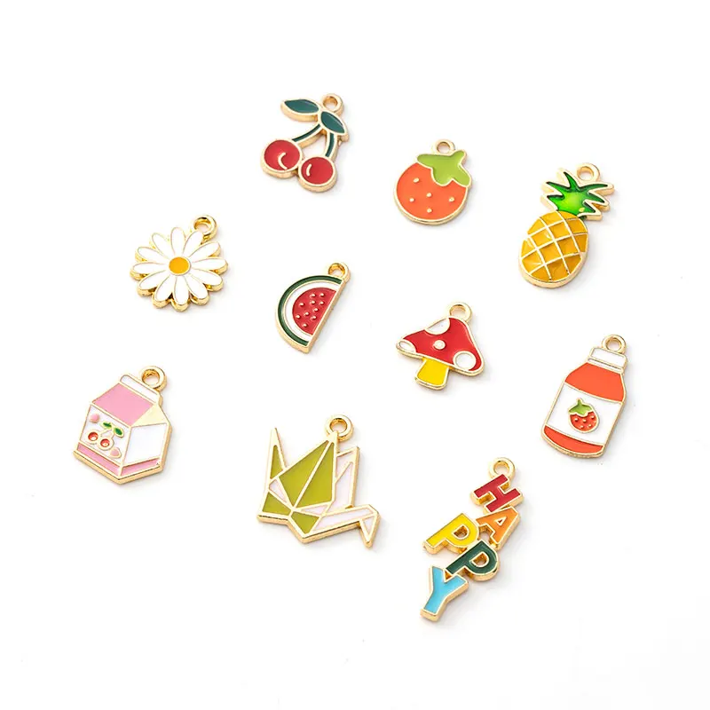 Wholesale Pendant Flower Charm halloween Beautiful Enamel Logo DIY Cartoon Label Jewelry Necklace Making