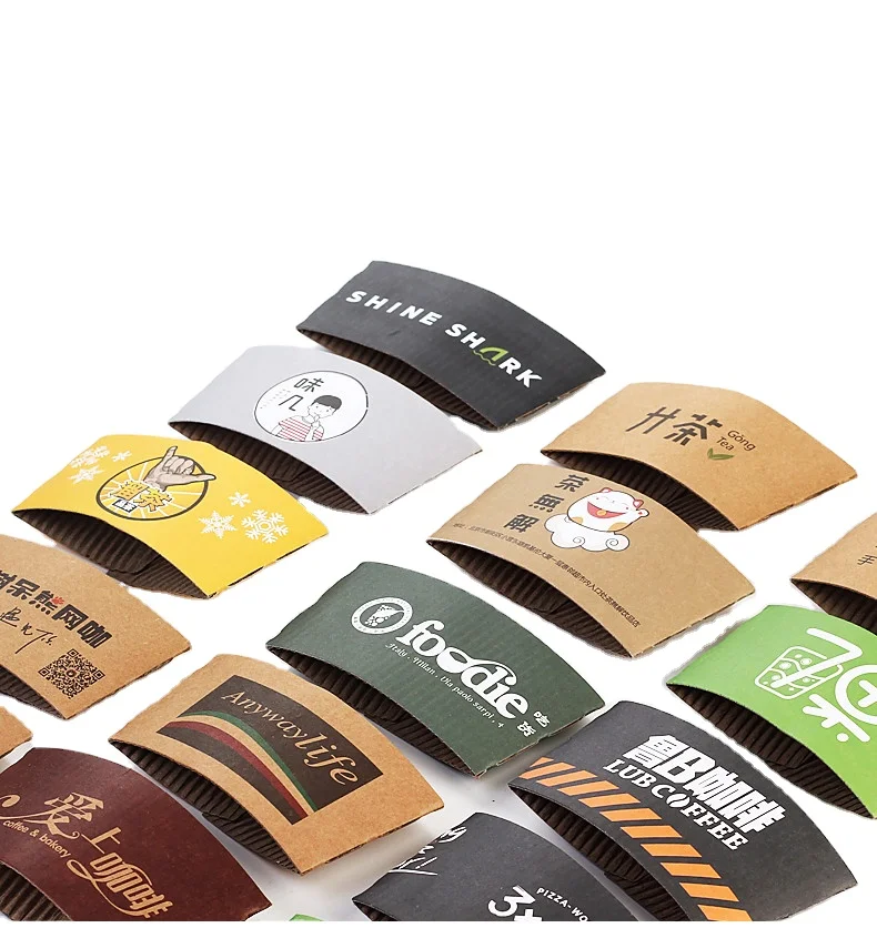 Custom Logo Printed Coffee Cup Disposable Paper Cup Sleeves Craft Paper Tea Packaging Double Wall Food & Beverage Packaging Zbt
