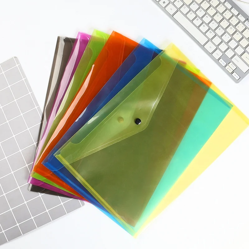 Colorful A4 PP Plastic Document Bag Eco-friendly Waterproof File Folder With Snap Button