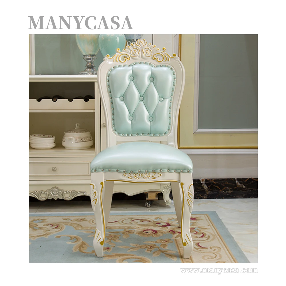 European style dining chair Korean pastoral modern simple solid wood restaurant back chair cloth art ivory white hotel  chair