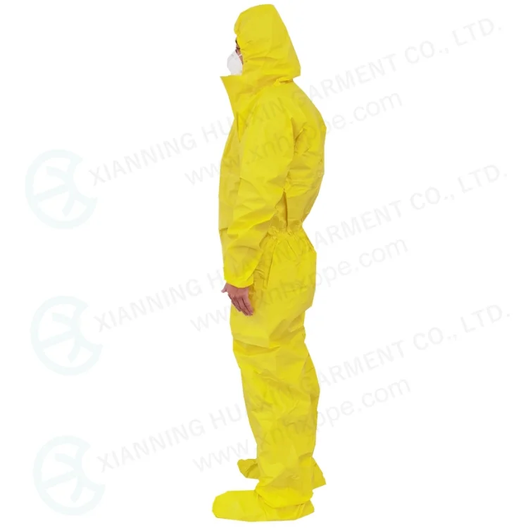 Durable chemical resistant full body protection jumpsuit with boots