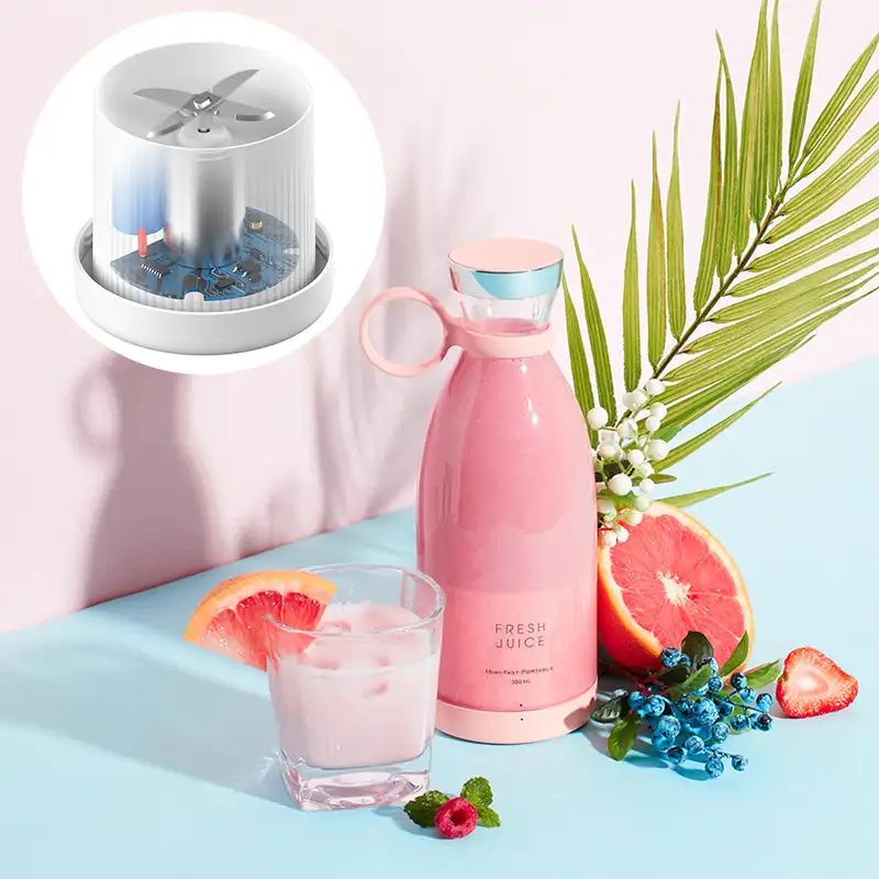 Hot Sale Personal Size USB Rechargeable Fresh Juice Fruit Mixer  Electric Blender Cup Portable Smart Mini Juicer Bottles