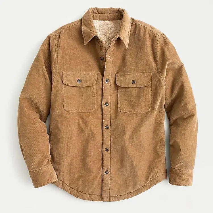 Индивидуальные модная куртка в повседневном стиле из хлопка, полиэстера, теплые флисовые Топы с длинным рукавом и пуговицами подстежка на искусственном меху, уплотненные зимние рубашки для мужчин