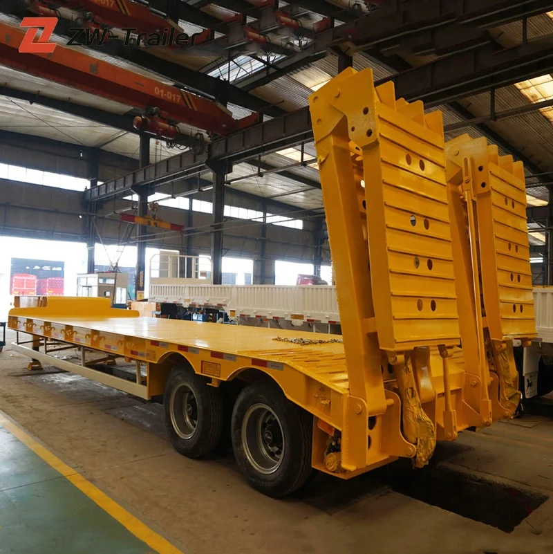  Продажа с завода трехосная гидравлическая рампа Lowboy 60T 80T низкорамный полупогрузчик Низкорамный грузовик