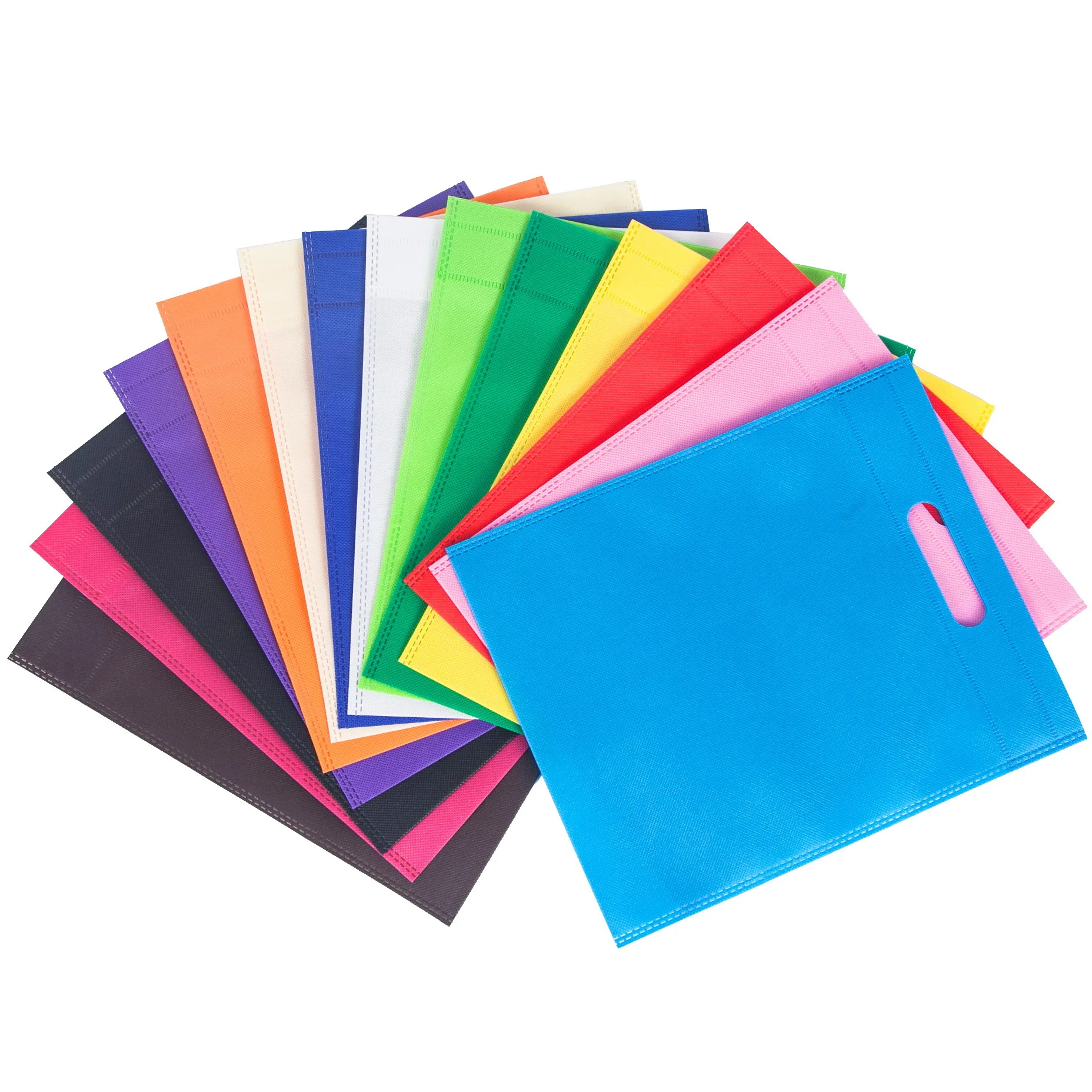 Eco friendly custom logo printing D cut reusable Non Woven shopping tote bag grocery bag flat Die Cut bag