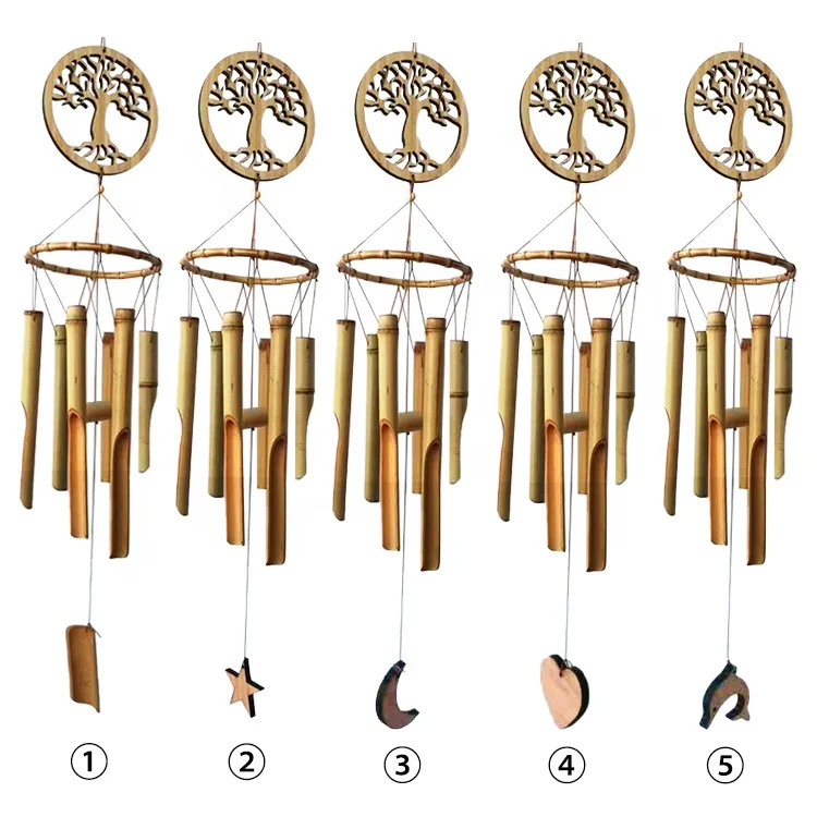 Upgrade Version Natural Bamboo Handmade Wooden wind chime Wholesale Wind Chimes Bamboo