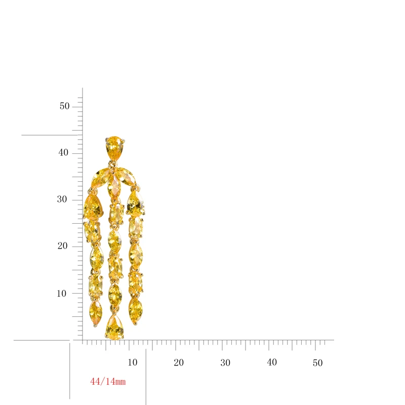 Glazed yellow zirconia earrings gold-plated pendant earrings custom material jewelry tassel earrings